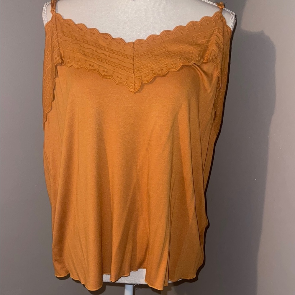 Women's Orange Lace Trim Top
